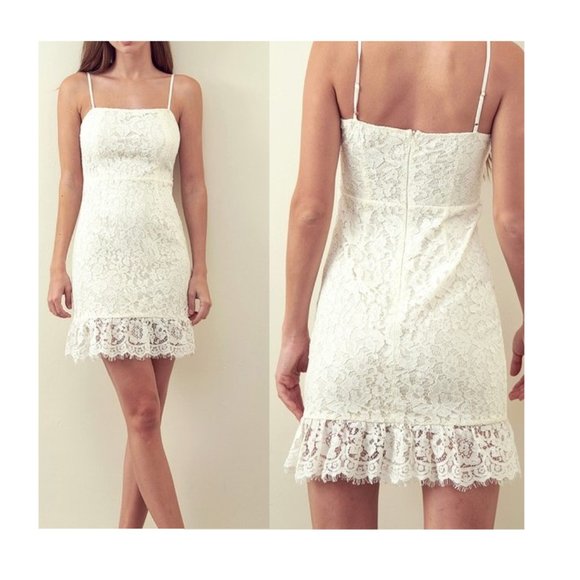 Lace Ruffle White Dress - Picture 1 of 6